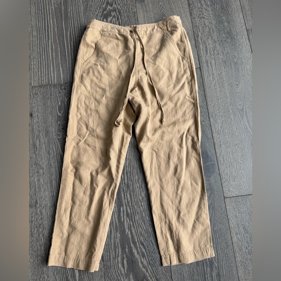 J. Crew Tie-Waist Seaside Pant in Linen Blend in Tan Size Small - Picture 1 of 8